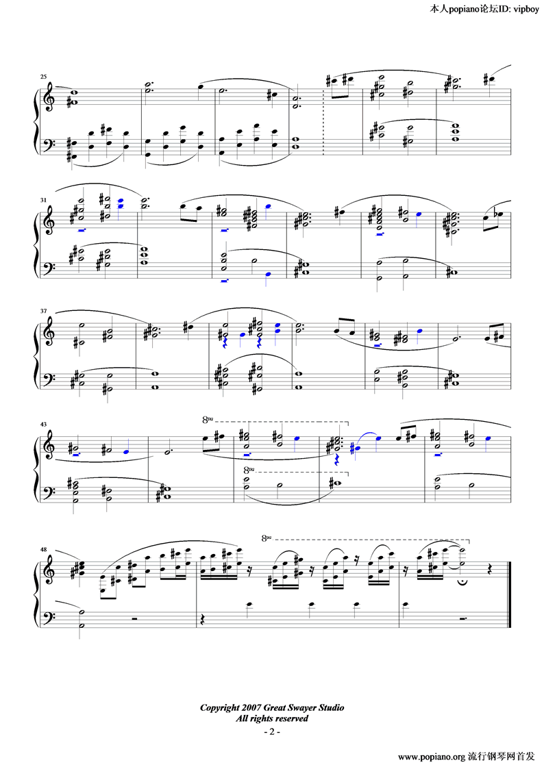 回忆遥远的往日(C调标记)钢琴曲谱（图2）