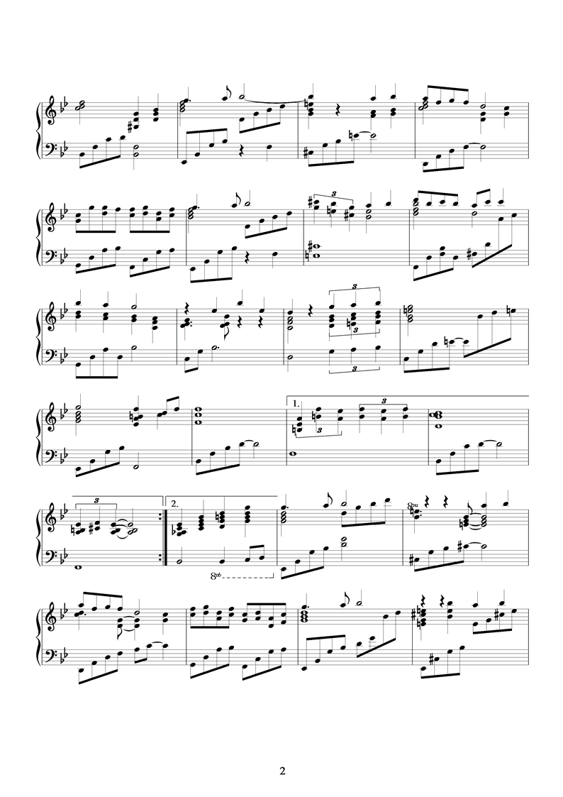 春宵情歌钢琴曲谱（图2）