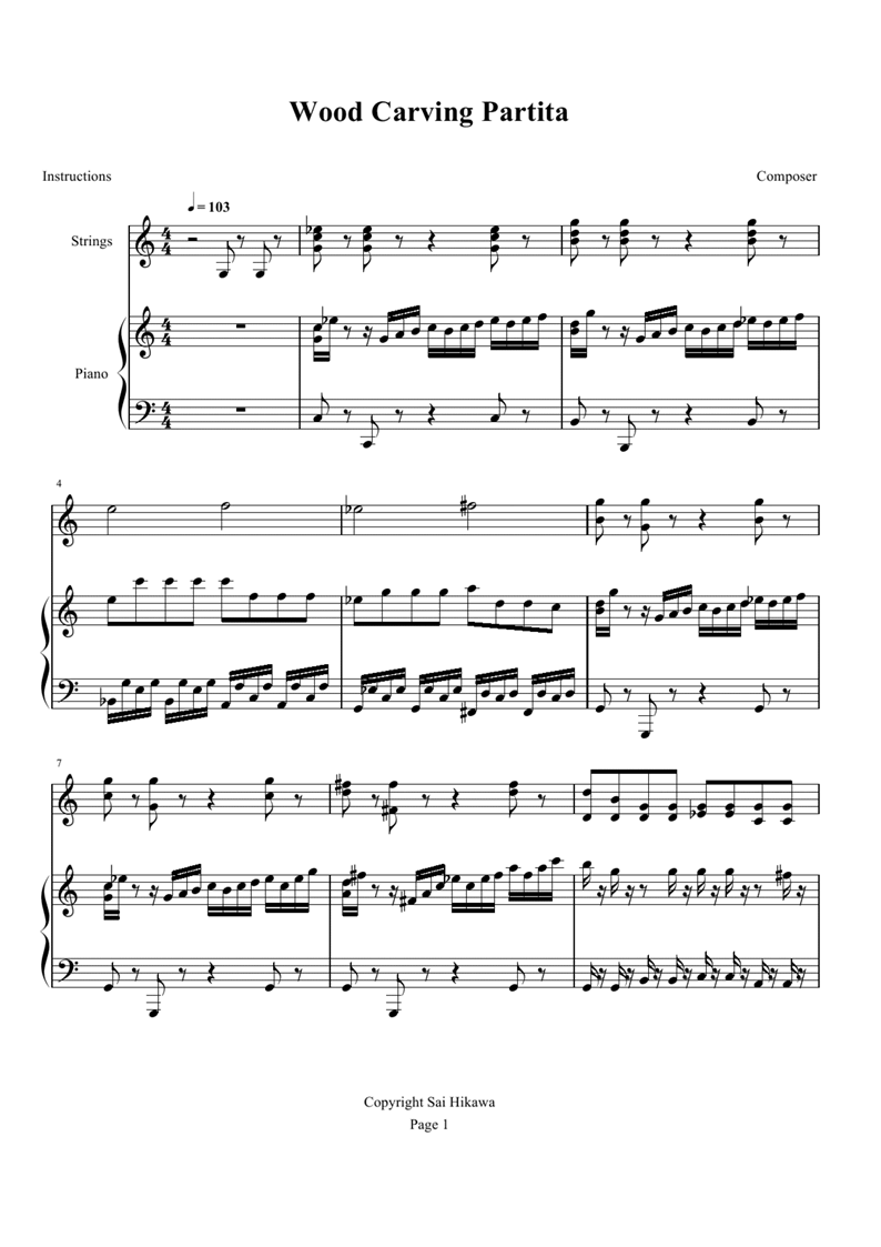 Wood Carving Partita钢琴曲谱（图1）