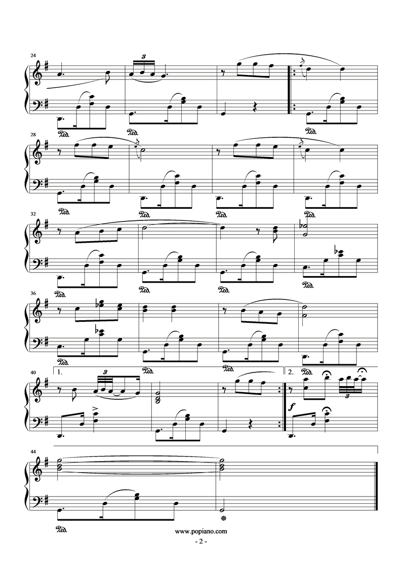 啊 我的太阳钢琴曲谱（图2）