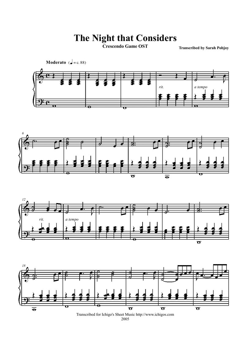 The Night That Considers钢琴曲谱（图1）