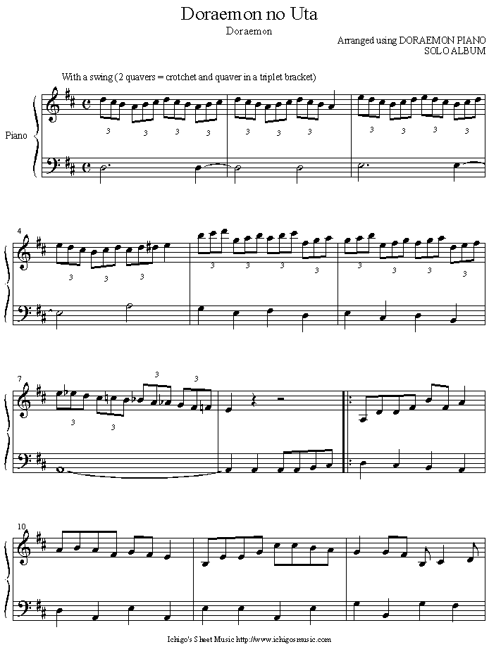 doraemondoraemon_no_uta钢琴曲谱（图1）