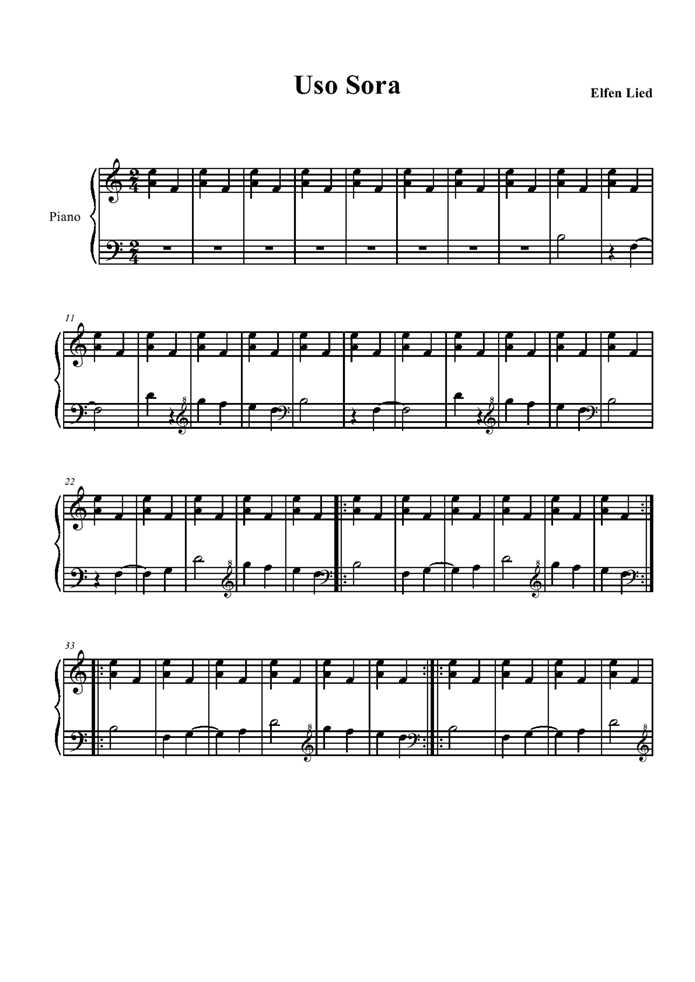 Uso Sora钢琴曲谱（图1）