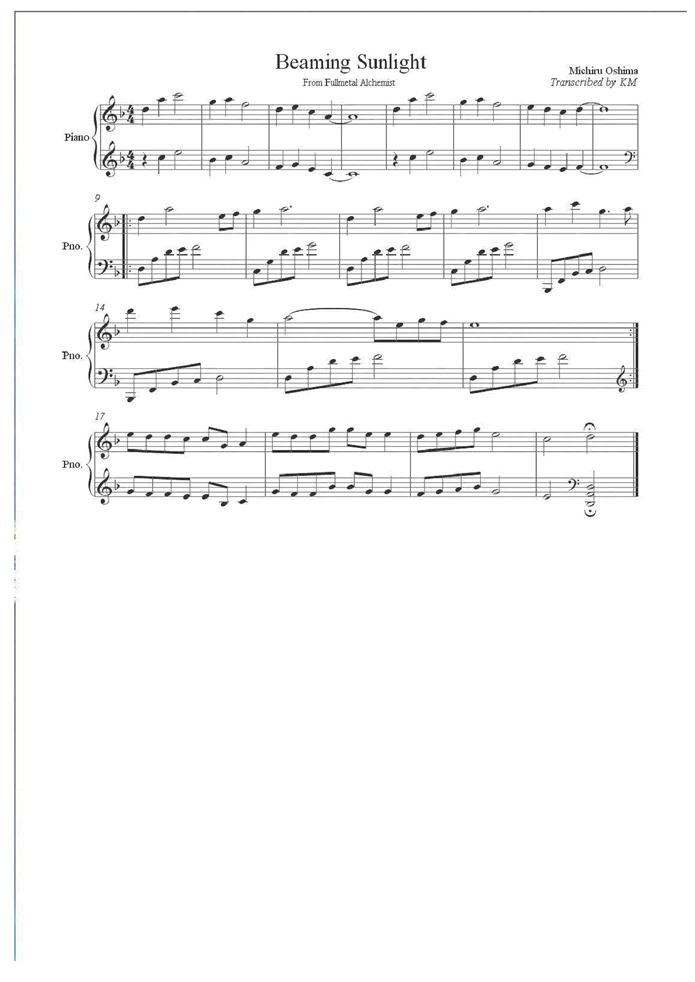 Beaming Sunlight钢琴曲谱（图1）