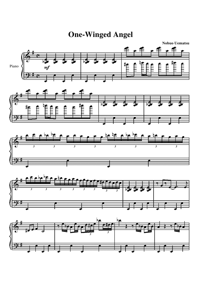 One-Winged Angel钢琴曲谱（图1）