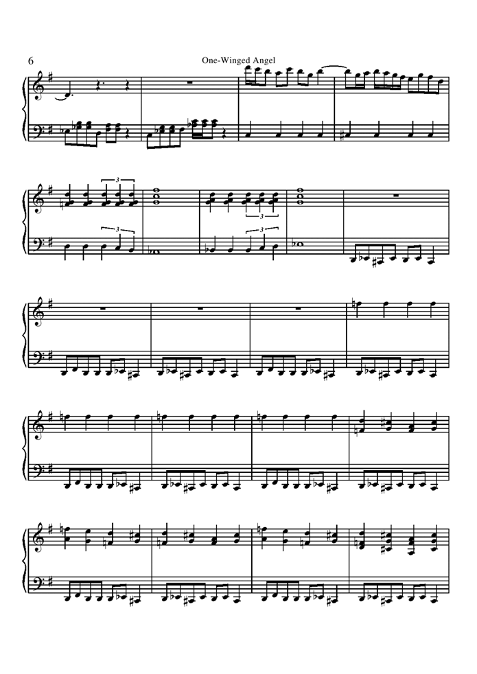 One-Winged Angel钢琴曲谱（图6）