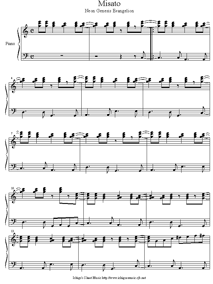 misato钢琴曲谱（图1）