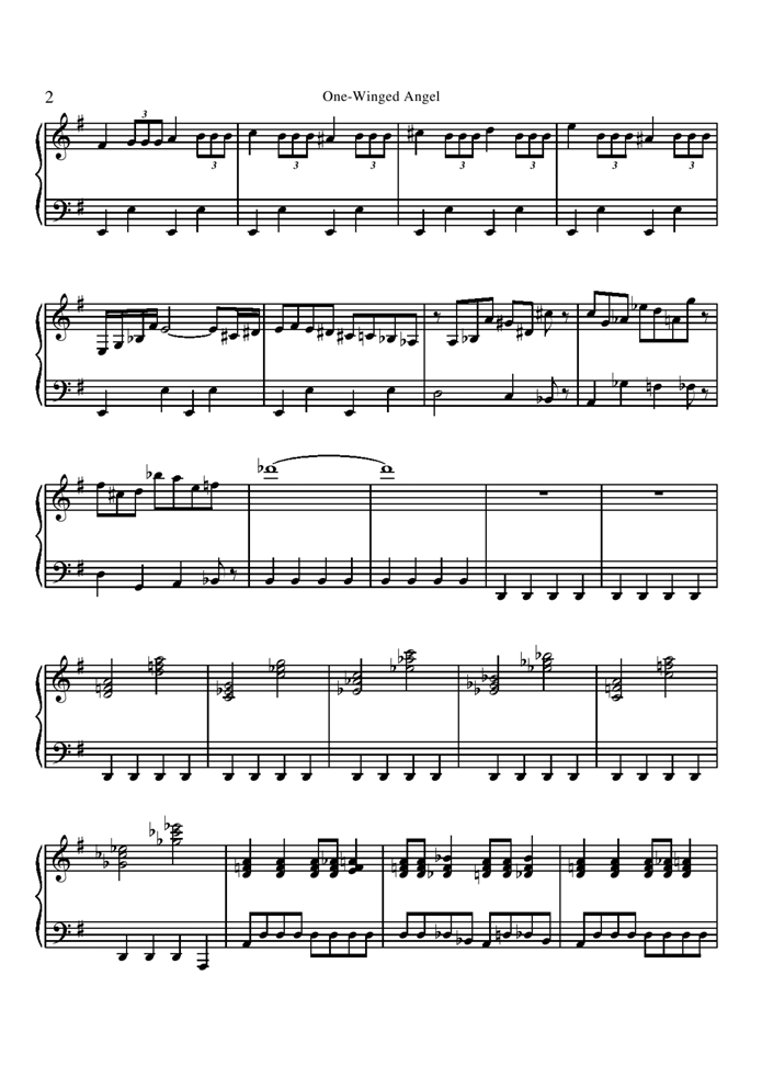 One-Winged Angel钢琴曲谱（图2）