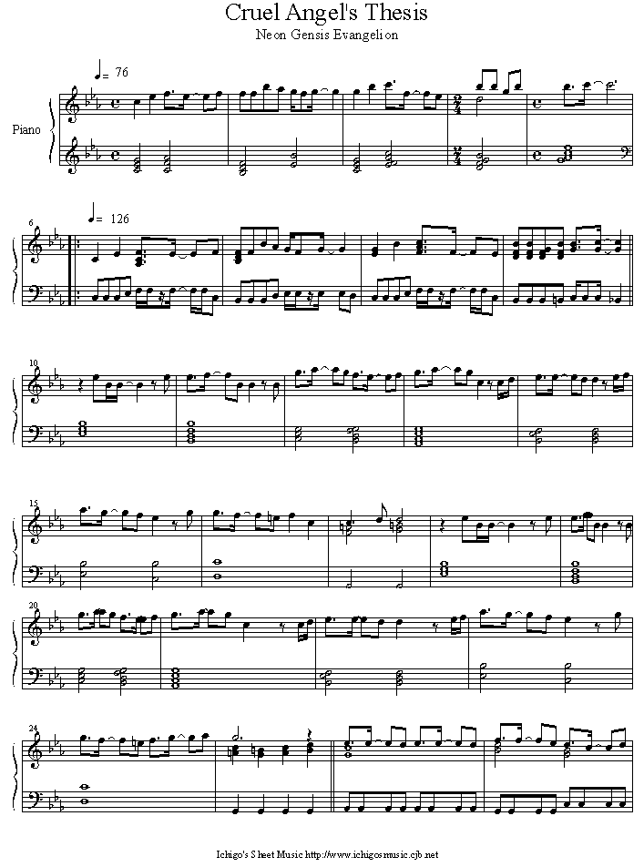 cruel_angel_s_thesis钢琴曲谱（图1）
