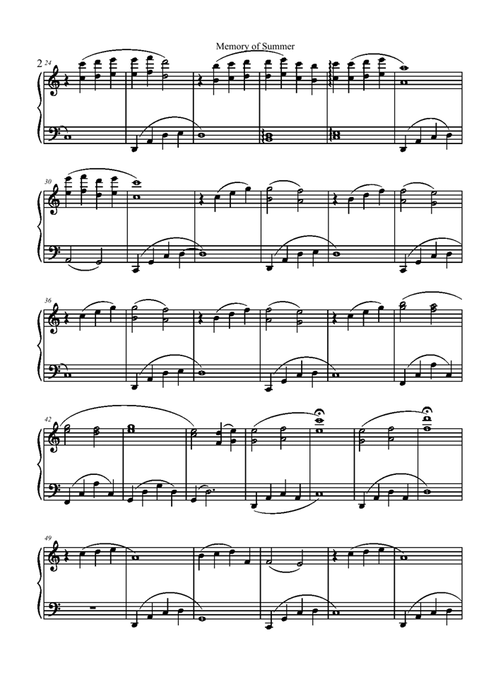 Memory of Summer钢琴曲谱（图2）