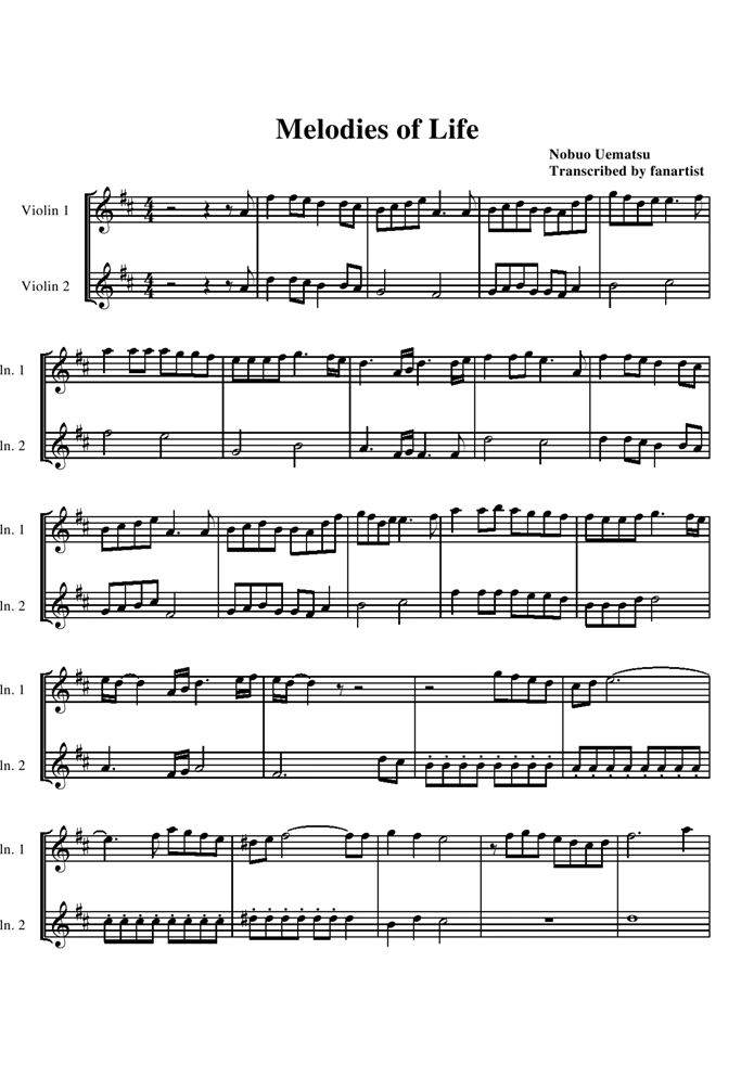 Melodies of Life钢琴曲谱（图1）
