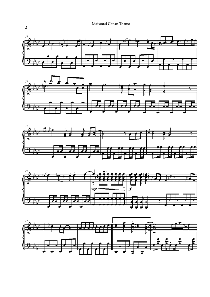 Meitantei Conan Theme钢琴曲谱（图2）