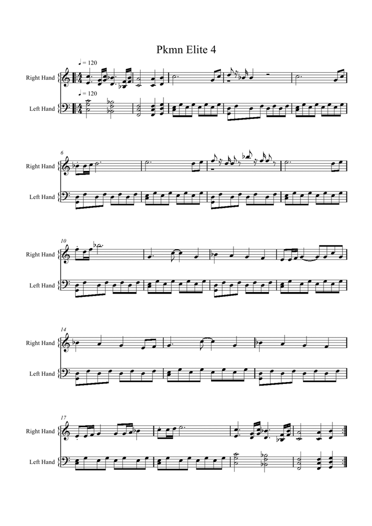 Pkmn Elite 4钢琴曲谱（图1）