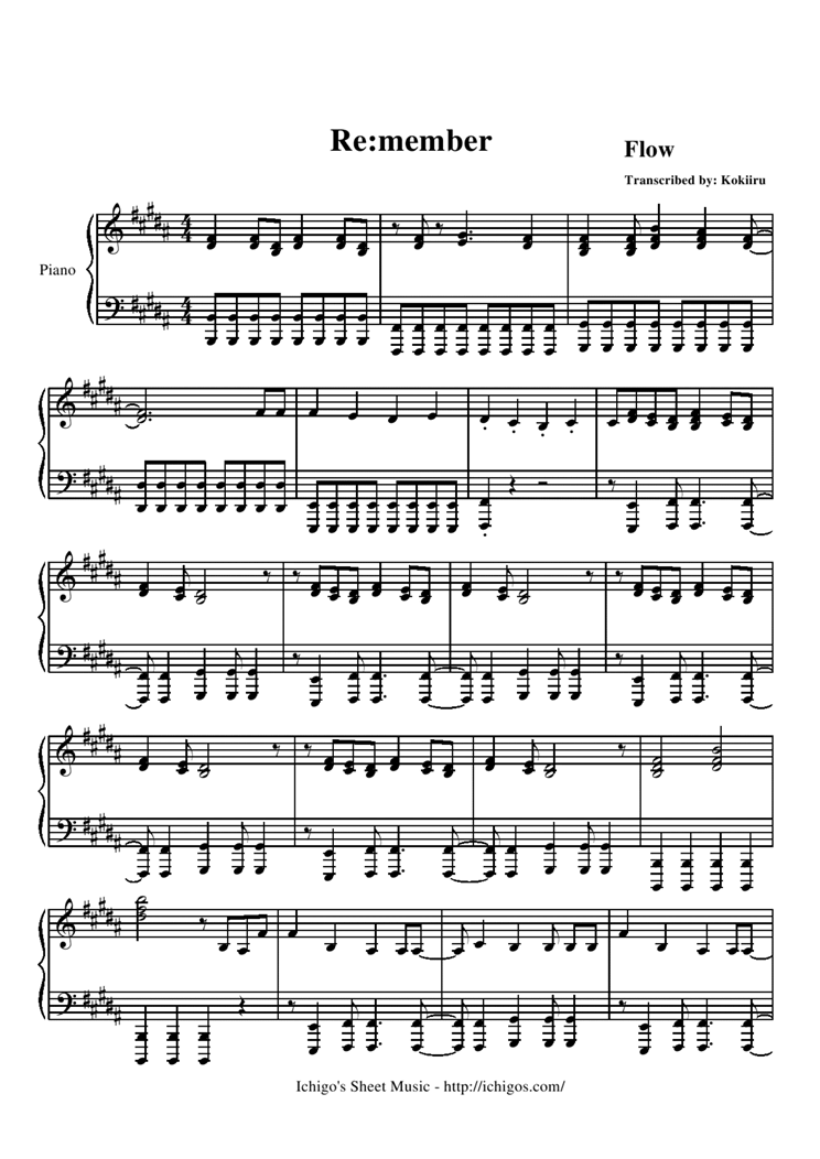 Re_member钢琴曲谱（图1）