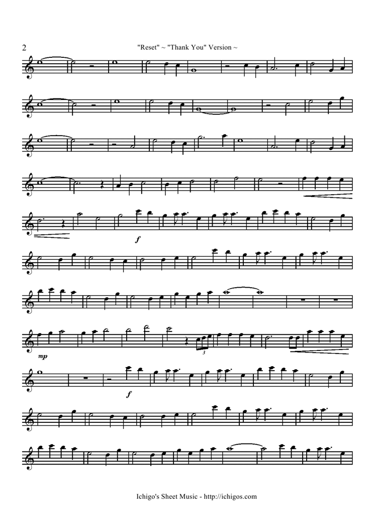 Reset - Thank You Version钢琴曲谱（图2）
