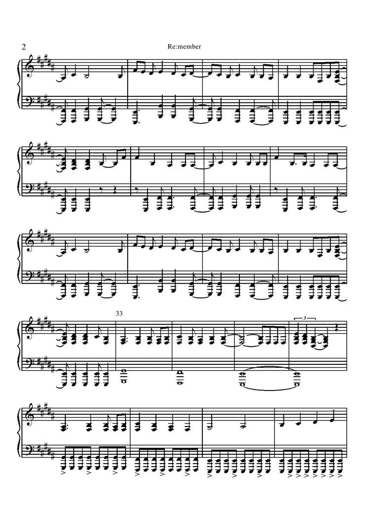 Re_member钢琴曲谱（图2）