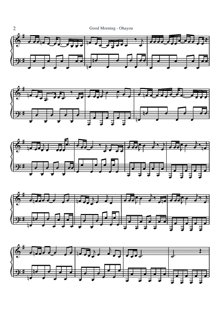 good morning ohayou钢琴曲谱（图2）