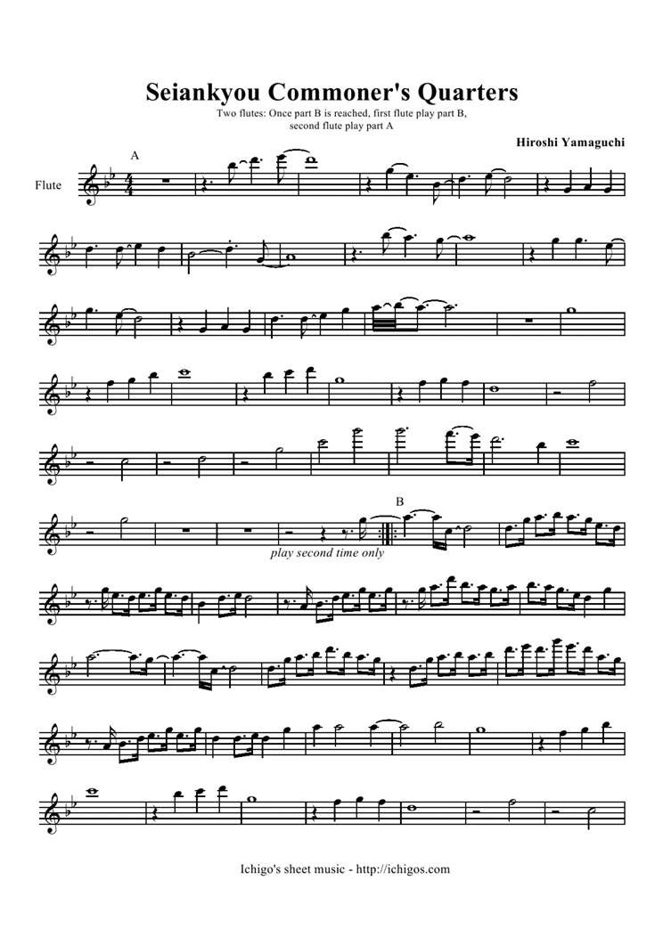 Seiankyou Commoners Quarters钢琴曲谱（图1）