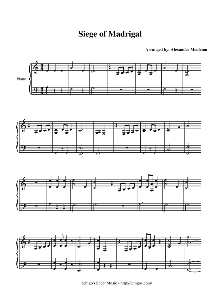 siege of madrigal钢琴曲谱（图1）