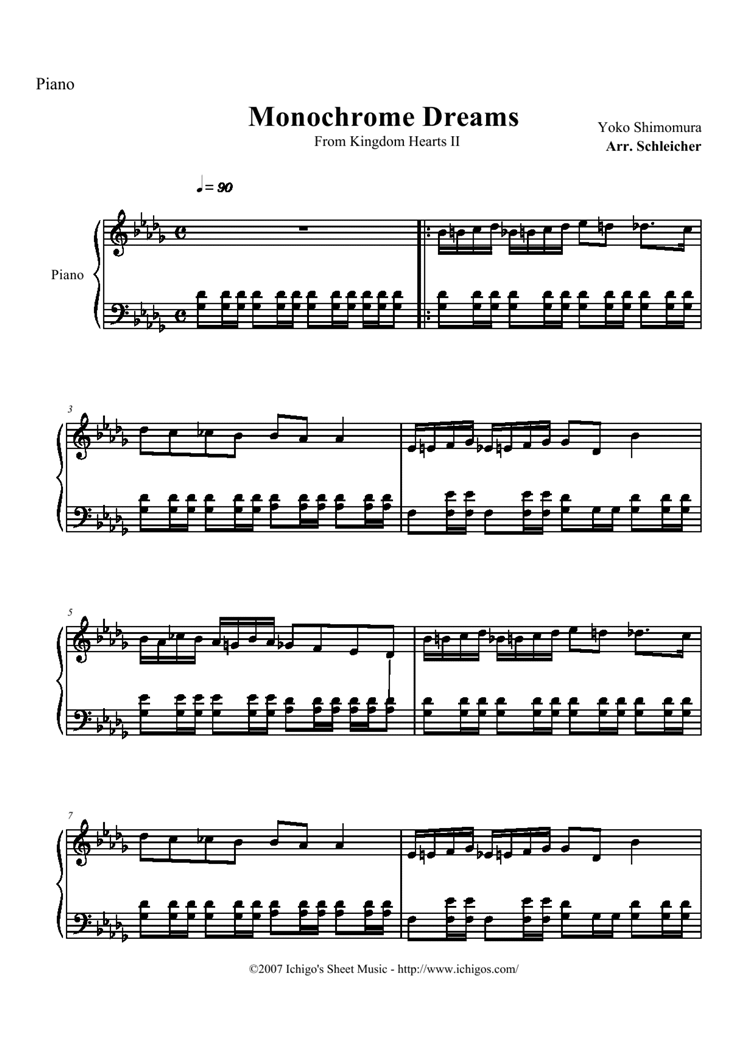 Monochrome Dreams钢琴曲谱（图1）