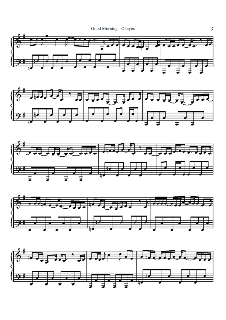good morning ohayou钢琴曲谱（图3）