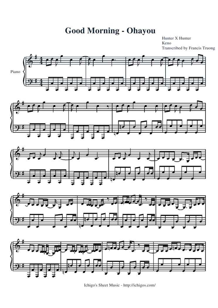 good morning ohayou钢琴曲谱（图1）