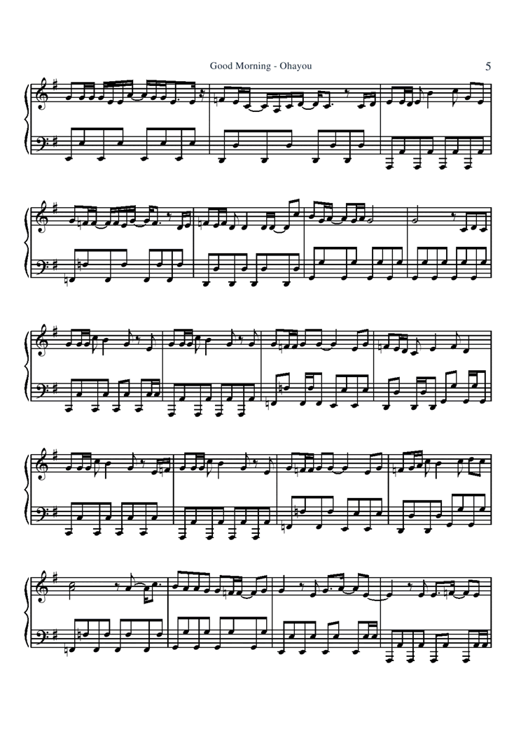 good morning ohayou钢琴曲谱（图5）