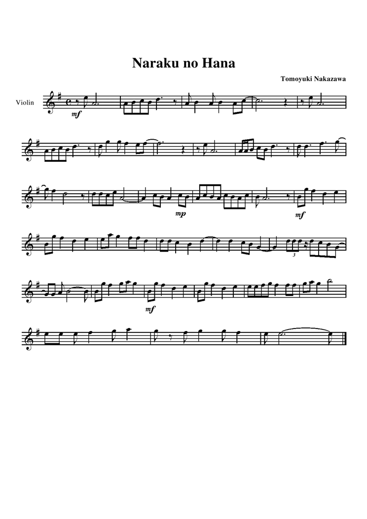 Naraku no Hana钢琴曲谱（图1）