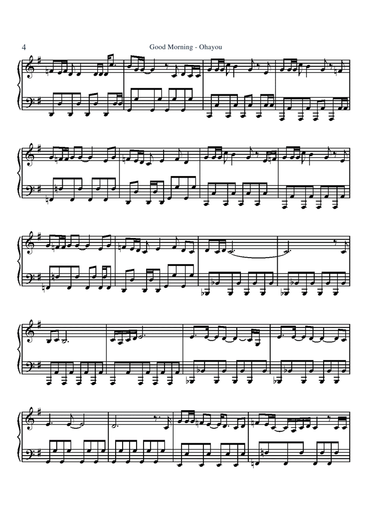 good morning ohayou钢琴曲谱（图4）