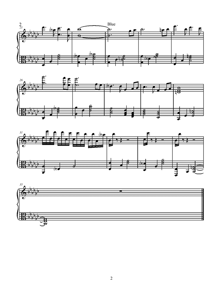Blue钢琴曲谱（图2）
