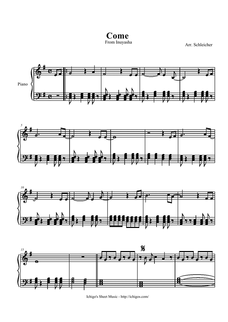 Come钢琴曲谱（图1）