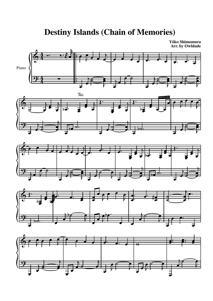 Destiny Islands钢琴曲谱（图1）