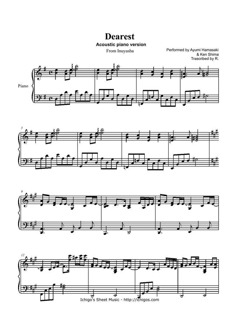 Eearrest Accoustic piano version钢琴曲谱（图1）