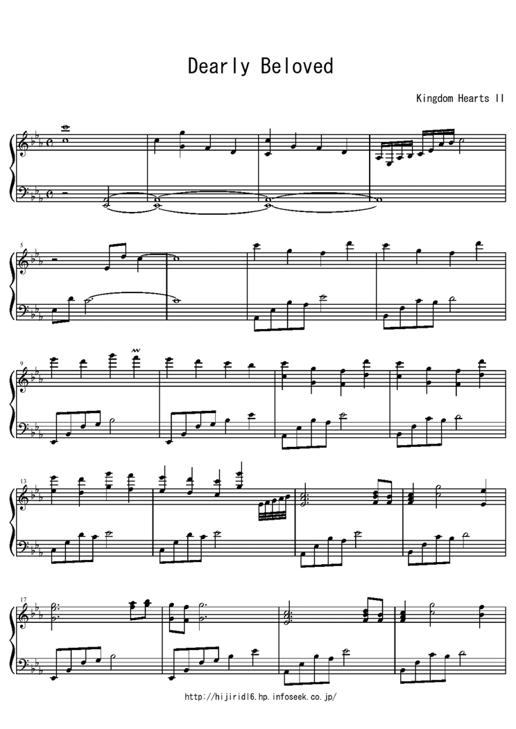 Dearly Beloved II钢琴曲谱（图1）