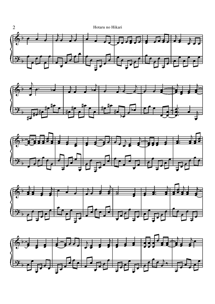 Hotaru no Hikari钢琴曲谱（图2）