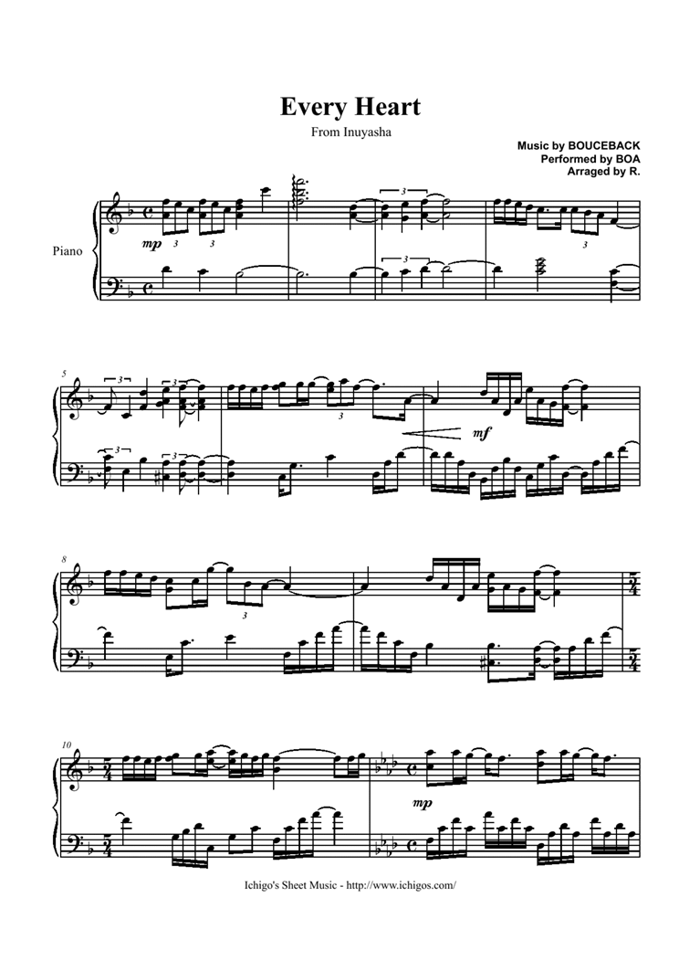 Every Heart  piano钢琴曲谱（图1）