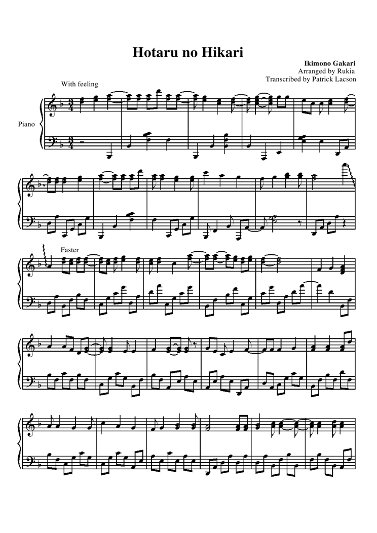 Hotaru no Hikari钢琴曲谱（图1）
