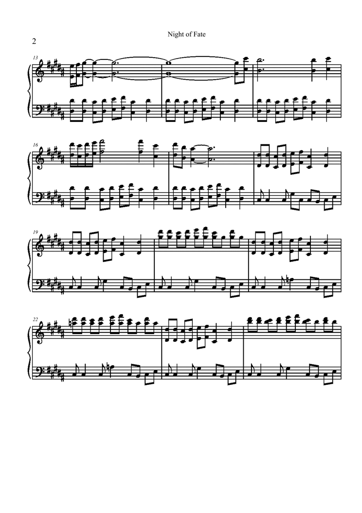 Night of Fate钢琴曲谱（图2）