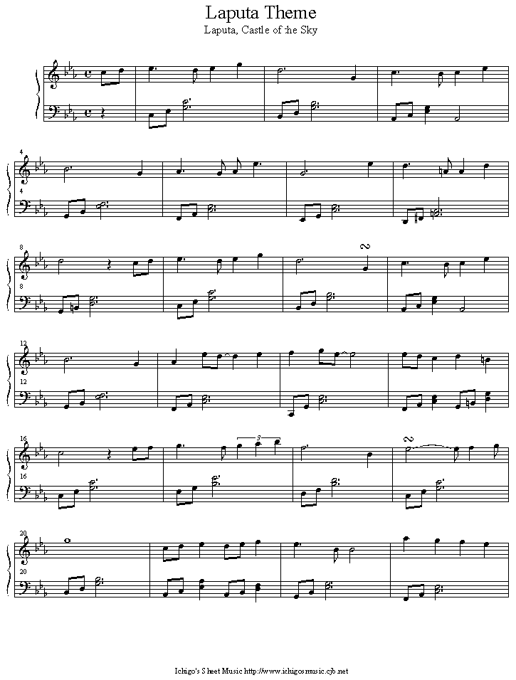 laputa_theme钢琴曲谱（图1）