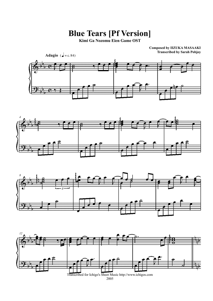 Blue Tears钢琴曲谱（图1）