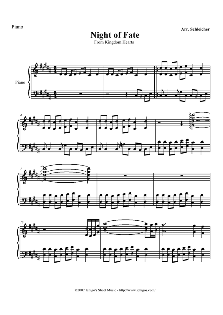 Night of Fate钢琴曲谱（图1）