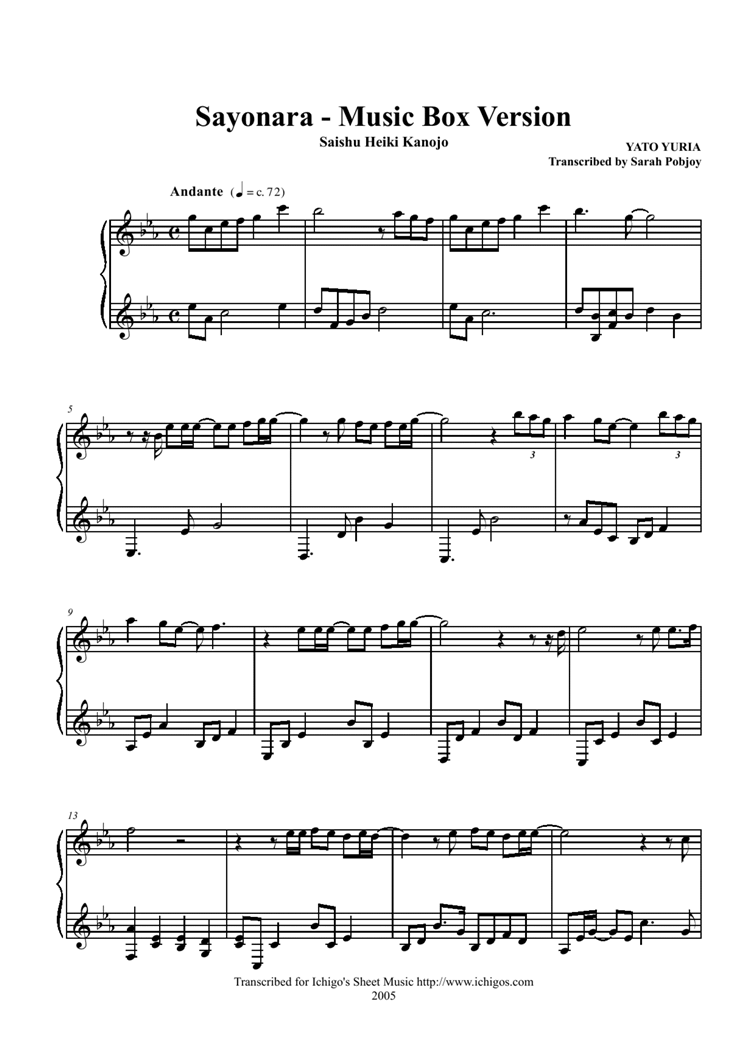 Sayonara钢琴曲谱（图1）