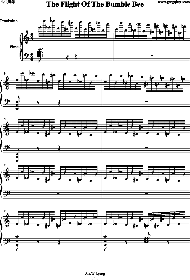 野蜂飞舞钢琴曲谱（图1）