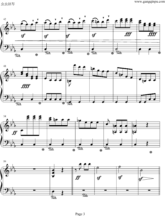 命运第一乐章钢琴独奏（Symphony Fate .No.1)钢琴曲谱（图3）