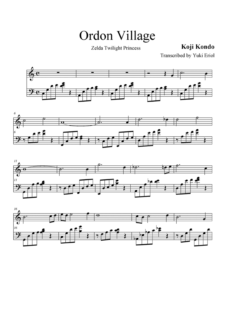 Ordon Village钢琴曲谱（图1）