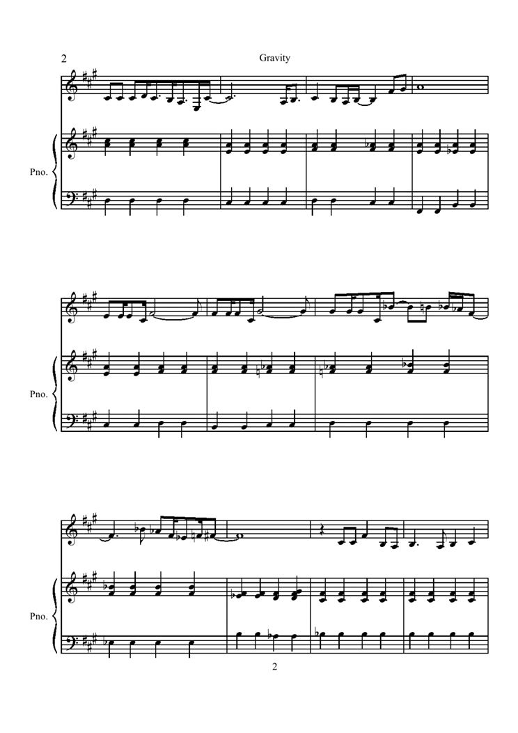 gravity钢琴曲谱（图2）