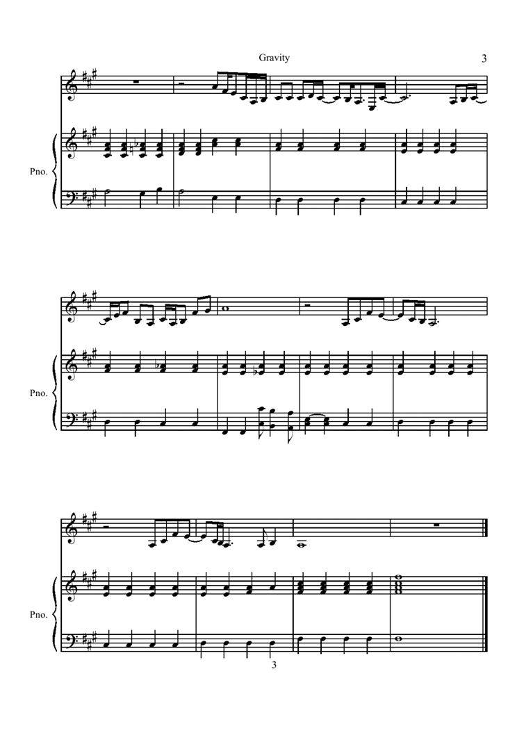 gravity钢琴曲谱（图3）