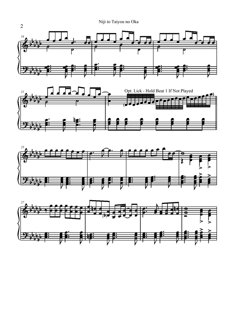 Niji to Taiyou no Oka钢琴曲谱（图2）