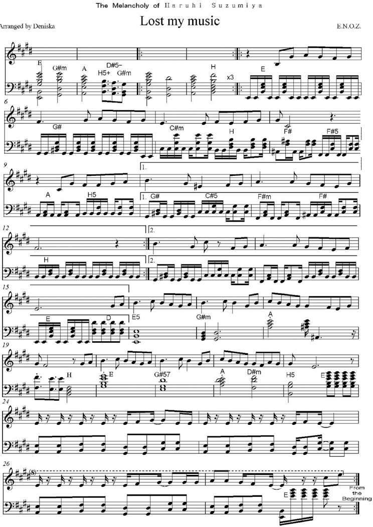 Lost my music钢琴曲谱（图1）