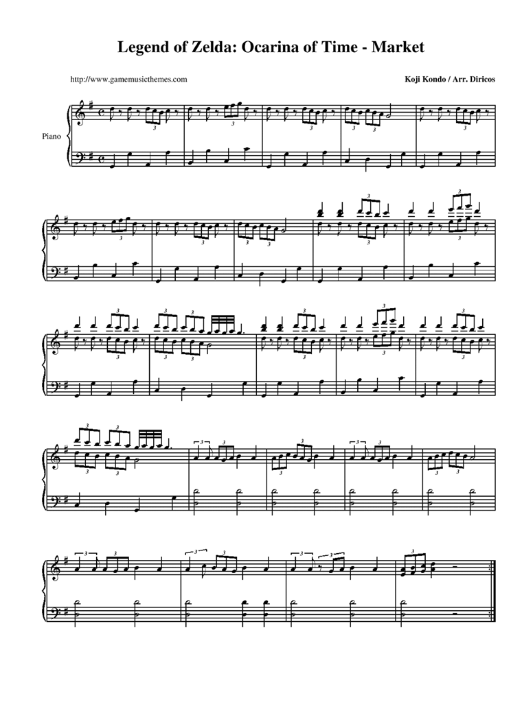 Zelda - Ocarina of Time - Market钢琴曲谱（图1）